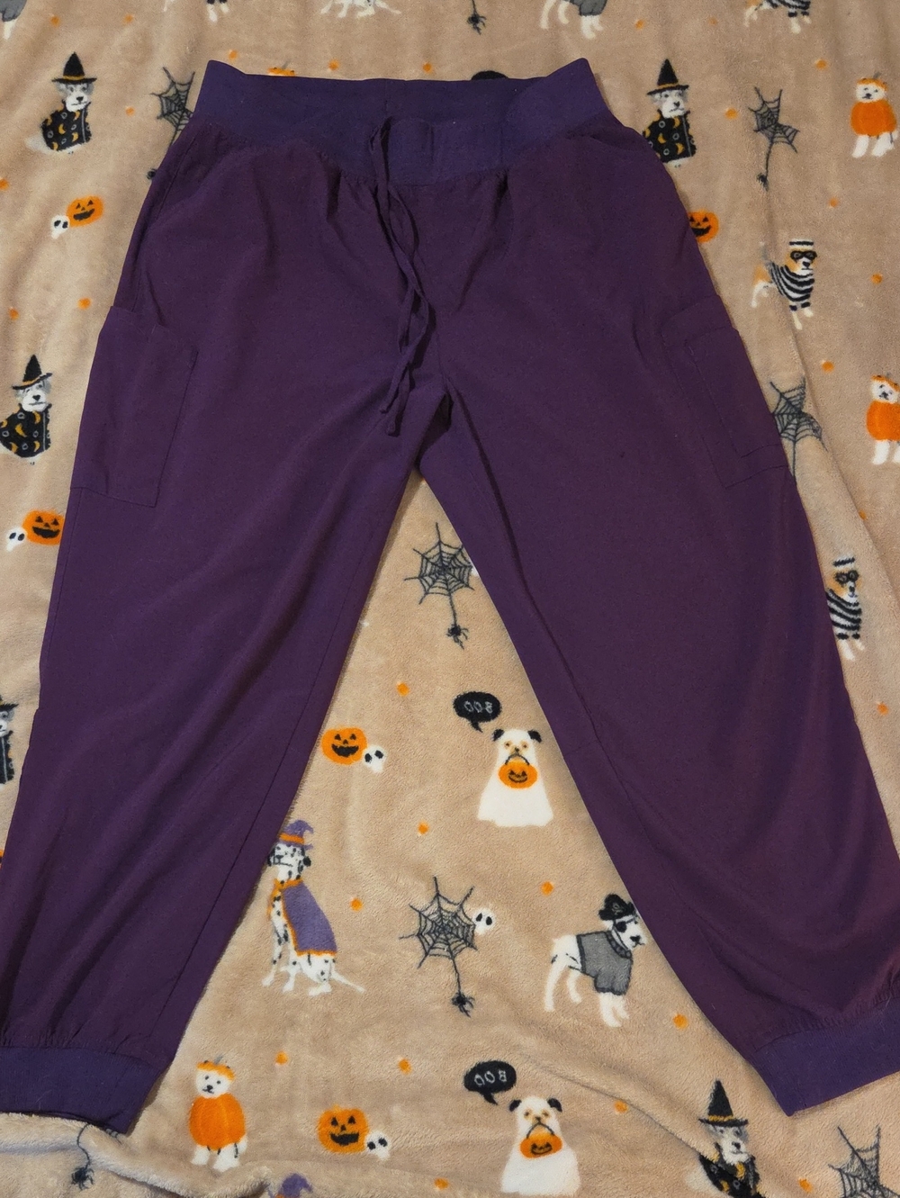 Easy Stretch Purple Jogger Pants with Side Pockets